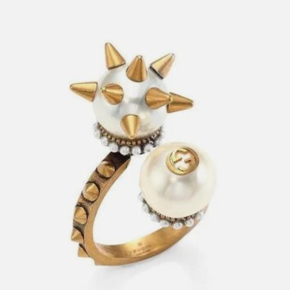Gucci Faux Pearl Spike Ball Ring - Picture 1 of 13